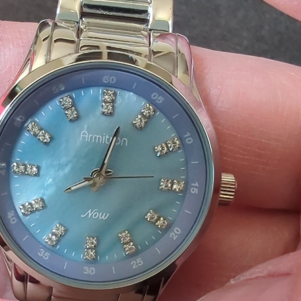 Silver With Blue Watch with Crystal Accents - Picture 4 of 4